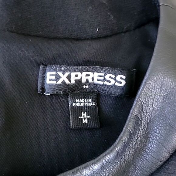 Express Factory Black Sleeveless Faux Leather Trimmed Dress - Size Medium - Picture 4 of 16